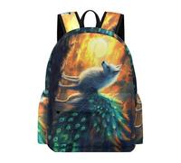 TPISLI Mochila Escolar Lobo Pavos Reales para Niño y Niña 6-10 Años Mochila Infantil Animal Lobo Primaria Mochila de Gran Capacidad, Backpack para Paseo y Actividades al Aire Libre