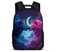 TPISLI Mochila Escolar Lobos Luna para Escolares 7-12 Años Mochila Colegio Luna Lobo Cursos 2-4 School Bag, Resistente Ligera Tejido 1680D Navidad Escuela