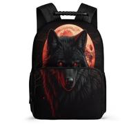 TPISLI Mochila Escolar Lobos Luna para Niña Niño 6-11 Años Mochila Escolar Animal Lobo Cursos 2-4 Daypack, Detalles de Fieltro Bolsillos Laterales Vuelta al Cole