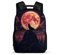 TPISLI Mochila Escolar Lobos Luna para Niñas 5-10 Años Mochila Colegio Full Luna Lobo Cursos 2-4 Daypack, Detalles de Fieltro Asa Reforzada Ocio Actividades