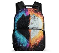 TPISLI Mochila Escolar Lobos Parejas Escuela Primaria para Niños Niñas, Mochila Infantil Animal Lobo Ligera, Daypack, Tejido 1680D, Detalles de Fieltro, Colegio Viaje