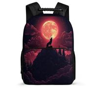TPISLI Mochila Escolar Luna Lobos para Estudiantes 7-12 Años Mochila Lobo Cursos 2-4 School Bag, Detalles de Fieltro Resistente Ligera Regalo Cumpleaños
