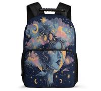 TPISLI Mochila Escolar Luna Stars para Niño Niña 7-11 Años Mochila Colegio Colourful Clouds Cursos 1-3 School Bag, Bolsillos Laterales Tejido 1680D Regalo Cumpleaños