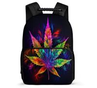 TPISLI Mochila Escolar Marijuana Hojas para Chicos Chicas Cursos 1-3 Mochila Escolar Planta Estampado 5-10 Años Bookbag, Detalles de Fieltro Bolsillos Laterales Excursiones Cortas