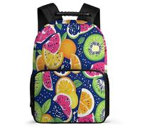 TPISLI Mochila Escolar Motivo de Colorido Frutas para Niñas 8-12 Años, Mochila Patrón de Fruta Infantil Colegio Primaria, Bookbag, Tejido 1680D, Detalles Fieltro, Colegio Viaje