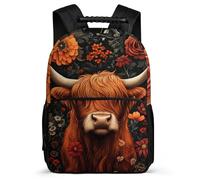 TPISLI Mochila Escolar Motivo de Highland Vaca Cursos 3-5 para Estudiantes, Mochila Infantil Toro Ligera, School Bag, Resistente, Bolsillos Laterales, Viaje Uso Diario