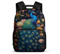 TPISLI Mochila Escolar Motivo de Pavo Real Estampado Animal para Chicos Chicas Primaria, Mochila 6-10 Años, Bookbag, Primaria Viaje, Cómoda para Libros Cuadernos