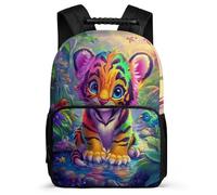 TPISLI Mochila Escolar Motivo de Tigre para Niño Niña 6-10 Años, Mochila Patrón Animal Infantil Colegio Primaria, School Bag, Tejido 1680D, Detalles de Fieltro, Colegio Viaje