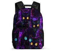 TPISLI Mochila Escolar Negro Gato para Niñas 6-11 Años Mochila Colegio Animal Gatito Cursos 2-4 Bookbag, Asa Reforzada Detalles de Fieltro Viaje Uso Diario