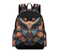 TPISLI Mochila Escolar Owl Flower Pattern Niño de Primaria, Mochila con Bird Print Colegio para Niñas de 8 A 12 Años, Mochilas Casual para Niños Viajes