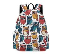 TPISLI Mochila Escolar Owls Pattern Niño de Primaria, Mochila con Bird Illustration Colegio para Niñas de 8 A 12 Años, Mochilas Casual para Niños Viajes