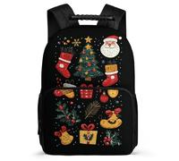 TPISLI Mochila Escolar Papá Noel para Escolares Primaria, Mochila Tema de Navidad 5-10 Años, Daypack, Espalda Acolchada, Asa Reforzada, Escuela Diario