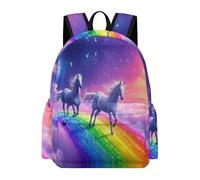 TPISLI Mochila Escolar para Niña Niño, Bolsas Horse Rainbow Motif de Primaria Infantil Mochila Colegio Chicas con Animal Pattern, Mochilas Tipo Casual para Niñas Escuela Y Viajar