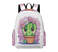 TPISLI Mochila Escolar para Niñas de Primaria, Mochilas Colegio Cute Cactus Motif Ligera Y Linda Niños de 8 A 12 Años, Mochila Casual con Plants para Chica, Ideal Escuela O Viajes