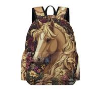 TPISLI Mochila Escolar para Niñas de Primaria, Mochilas Colegio Horse Flowers Design Ligera Y Linda Niños de 8 A 12 Años, Mochila Casual con Animal Print para Chica, Ideal Escuela O Viajes