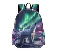 TPISLI Mochila Escolar para Niñas de Primaria, Mochilas Colegio Polar Bear Print Ligera Y Linda Niños de 8 A 12 Años, Mochila Casual con Animal Aurora Motif para Chica, Ideal Escuela O Viajes
