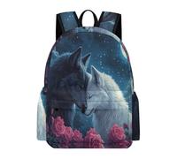 TPISLI Mochila Escolar para Niñas, Mochila Colegio de Primaria con Wolve Design para Chicas 9 A 16 Años, Mochilas Casual con Animal Lobo Estampado