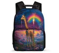 TPISLI Mochila Escolar Patrón de Jirafa Arcoíris para Niña Niño Primaria, Mochila Motivo Animal 7-12 Años, Backpack, Espalda Acolchada, Asa Reforzada, Escuela Diario