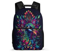 TPISLI Mochila Escolar Patrón de Pavo Real Cursos 2-4 para Niños, Mochila Infantil Estampado Animal Ligera, Backpack, Tejido 1680D, Detalles de Fieltro, Colegio Viaje