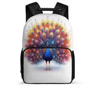 TPISLI Mochila Escolar Patrón de Pavo Real Cursos 2-4 para Niños Niñas, Mochila Infantil Estampado Animal Ligera, Daypack, Tejido 1680D, Detalles de Fieltro, Colegio Viaje