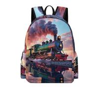 TPISLI Mochila Escolar Patrón de Tren Chica 12 Años Mochila de Ferrocarril Niña 12 Años Daypack Práctica Resistente Vuelta al Cole Colegio Excursión Outdoor Uso Diario
