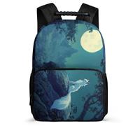 TPISLI Mochila Escolar Patrón de Zorro para Chicos Chicas Primaria, Mochila Animal Luna Infantil Ligera, Bookbag, Espalda Acolchada, Asa Reforzada, Escuela Diario