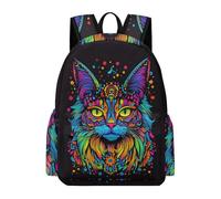TPISLI Mochila Escolar Patrón Gato 3º-6º Curso para Niños y Niñas Mochila Animal Gatito 11 Años Mochila Cómoda Ajustable, Backpack para Vuelta al Cole y Excursión y Senderismo