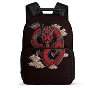 TPISLI Mochila Escolar Rojo Dragón Escuela Primaria para Niña Niño Mochila Escolar Animal Motivo 7-11 Años Bookbag, Resistente Ligera Asa Reforzada Excursiones Cortas