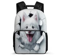TPISLI Mochila Escolar Samoyed Perro 3D Estampado Escolares 7-11 Años Mochila Colegio Lindo Cachorro Escuela Primaria Daypack, Espalda Acolchada Tejido 1680D Ocio Actividades