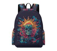 TPISLI Mochila Escolar Skeleton Flowers Niños - Mochila Colegio Chicos Niña para Portátil, Gran Mochilas Skull Theme para Adolescentes Vuelta Al Cole