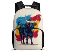 TPISLI Mochila Escolar Spanish Fighting Bull para Niño Niña Cursos 3-5 Mochila Colegio Ganado 8-12 Años Daypack, Bolsillos Laterales Detalles de Fieltro Excursiones Cortas