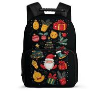 TPISLI Mochila Escolar Tema de Navidad para Niña Niño 5-10 Años, Mochila Papá Noel Infantil Colegio Primaria, Backpack, Resistente, Bolsillos Laterales, Viaje Uso Diario