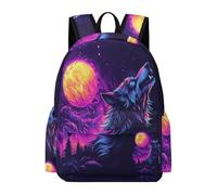 TPISLI Mochila Escolar Wolve Illustration Niño, Mochilas Primaria Escolares Transpirable para Infantil Niños de 8 10 12 Años, Kawaii Mochila Chicos Colegio con Animal Lobo Diseño