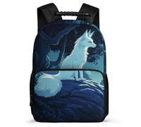 TPISLI Mochila Escolar Zorro Luna Escuela Primaria para Niños Niñas, Mochila Infantil Patrón de Zorro Ligera, Daypack, Tejido 1680D, Detalles de Fieltro, Colegio Viaje