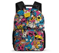 TPISLI Mochila Fashion Graffiti Patrón Escuela Primaria para Estudiantes Mochila Infantil Colourful 6-11 Años Daypack, Tejido 1680D Asa Reforzada Regalo Cumpleaños