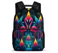 TPISLI Mochila Flamingo para Niña Niño 8-12 Años Mochila Escolar Pájaro Planta Estampado Cursos 1-3 School Bag, Tejido 1680D Espalda Acolchada Excursiones Cortas