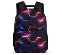 TPISLI Mochila Honeycomb para Estudiantes Cursos 3-5 Mochila Geometric Hexagons 5-10 Años School Bag, Detalles de Fieltro Bolsillos Laterales Ocio Actividades