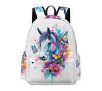 TPISLI Mochila Horse Illustration Escolar para Niñas Adolescentes, Mochila Colegio Chicas, Mochilas Escolares Casual Animal Design, Apta para Carro 7-14 Años