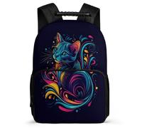 TPISLI Mochila Ilustración de Gato Niñas Cursos 3-5, Mochila Escolar Animal Gatito Infantil Colegio, Bookbag, Tejido 1680D, Detalles de Fieltro, Colegio Viaje