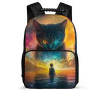 TPISLI Mochila Ilustración de Gato Niños Niñas Cursos 2-4, Mochila Escolar Diseño de Animal Gatito Infantil Colegio, Daypack, Resistente, Bolsillos Laterales, Viaje Uso Diario