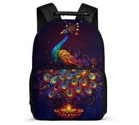 TPISLI Mochila Ilustración de Pavo Real para Chicos Chicas Colegio Primaria, Mochila Escolar Diseño de Animal 6-10 Años, Bookbag, Primaria Viaje, Cómoda para Libros Cuadernos