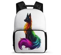 TPISLI Mochila Ilustración de Zorro Estudiantes Cursos 1-3, Mochila Escolar Patrón Animal Infantil Colegio, School Bag, Tejido 1680D, Detalles de Fieltro, Colegio Viaje