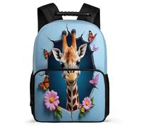TPISLI Mochila Infantil 3D Estampado Jirafa Niños 7-12 Años Mochila Escolar Animal Cursos 1-3 Daypack, Detalles de Fieltro Espalda Acolchada Vuelta al Cole