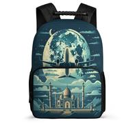 TPISLI Mochila Infantil Aeroplane para Niños Niñas 8-12 Años Mochila Escolar Luna Motivo Primaria Backpack, Bolsillos Laterales Tejido 1680D Regalo Cumpleaños