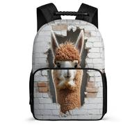 TPISLI Mochila Infantil Alpaca 3D Estampado para Niños Primaria Mochila Animal Diseño 6-10 Años Daypack, Espalda Acolchada Bolsillos Laterales Excursiones Cortas