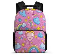 TPISLI Mochila Infantil Arcoíris para Niños Niñas 5-10 Años Mochila Infantil Corazón Rosa Cursos 3-5 Backpack, Bolsillos Laterales Espalda Acolchada Ocio Actividades