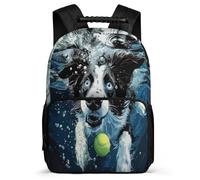 TPISLI Mochila Infantil Border Collie Cachorro Primaria para Niñas Mochila Perro 6-10 Años School Bag, Bolsillos Laterales Resistente Ligera Viaje Uso Diario