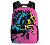 TPISLI Mochila Infantil Caballo Illustration Chicos Chicas 6-10 Años Mochila Colegio Animal Diseño Cursos 3-5 Backpack, Tejido 1680D Espalda Acolchada Regalo Cumpleaños
