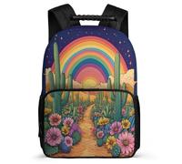 TPISLI Mochila Infantil Cactus Arcoíris Estampado Niño Niña 6-11 Años Mochila Infantil Plantas Cacti Cursos 1-3 Backpack, Resistente Ligera Espalda Acolchada Ocio Actividades
