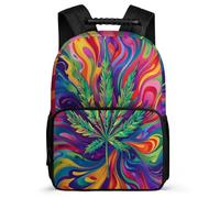 TPISLI Mochila Infantil Cannabis Hojas para Niñas Cursos 2-4 Mochila Planta Estampado 7-11 Años Bookbag, Detalles de Fieltro Bolsillos Laterales Regalo Cumpleaños